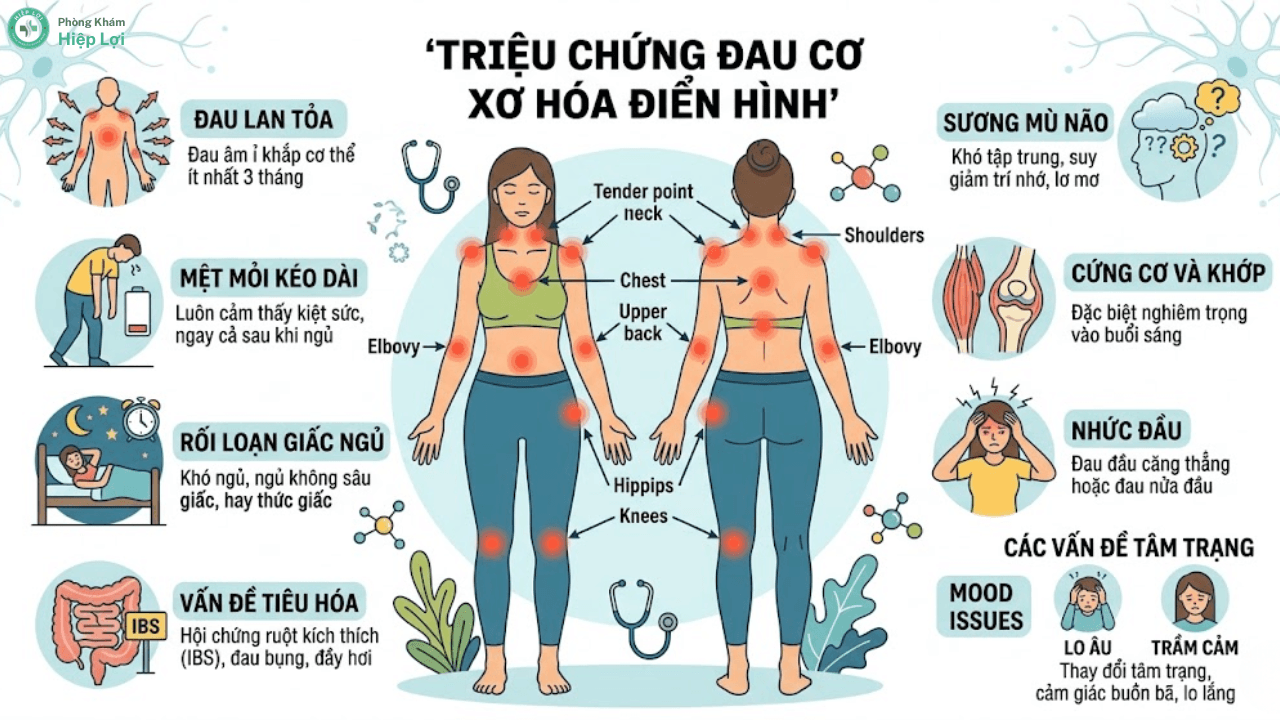 Điểm Danh 8 Triệu Chứng Đau Cơ Xơ Hóa Điển Hình Nhất Giúp Nhận Biết Bệnh - Phòng khám Hiệp Lợi