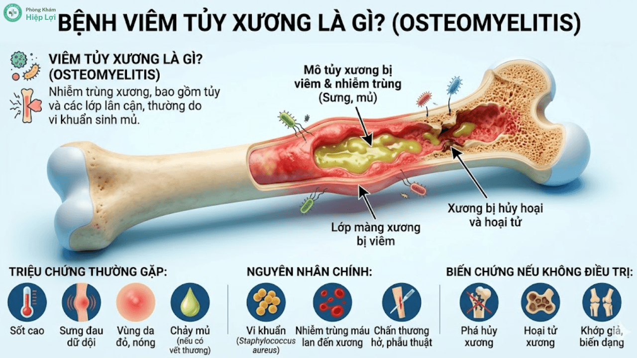 Bệnh Viêm Tủy Xương Là Gì? Triệu Chứng, Chẩn Đoán Và Cách Điều Trị - Phòng khám Hiệp Lợi