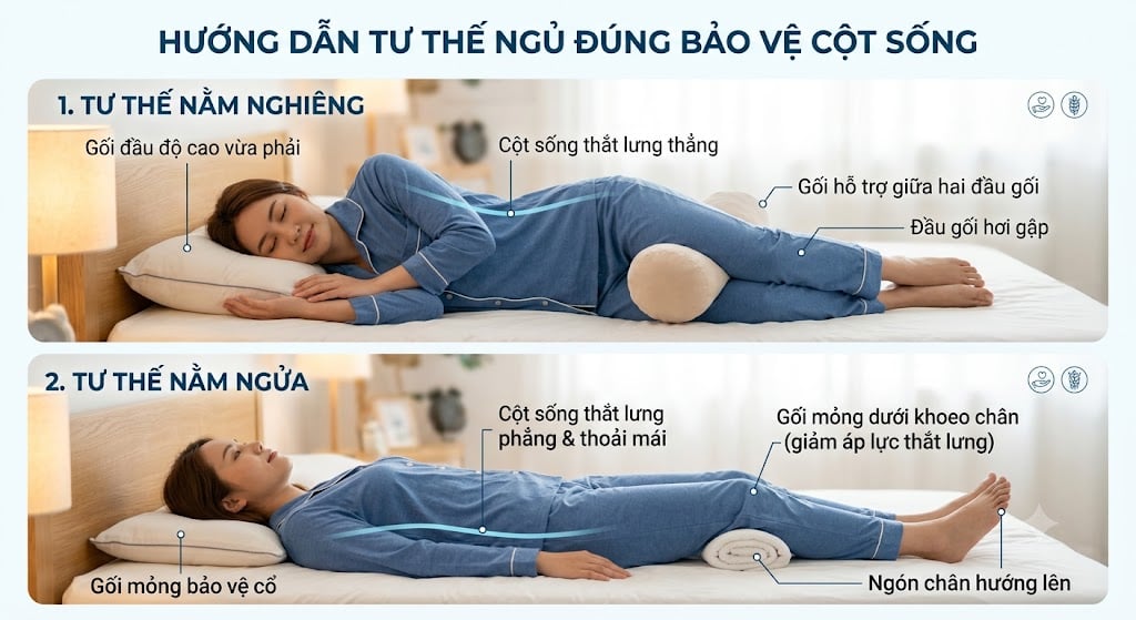 Tư Thế Ngủ Đúng Cho Người Đau Xương Khớp: Cách Chăm Sóc Cột Sống Khi Ngủ - Phòng khám Hiệp Lợi