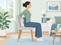Ngồi đ&uacute;ng tư thế v&agrave; chườm ấm giảm đau khớp c&ugrave;ng chậu tại nh&agrave;